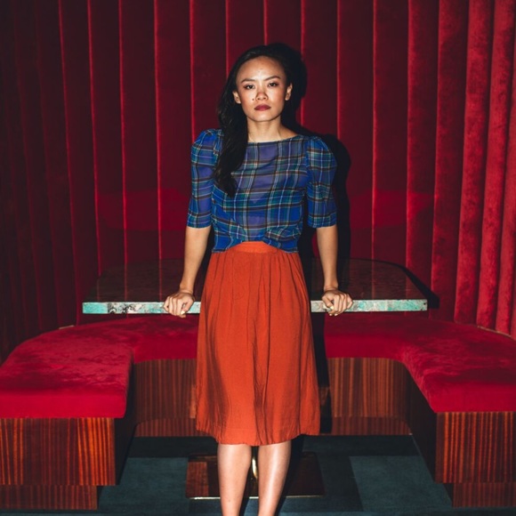 American Apparel Tops - American Apparel Cropped Plaid Chiffon Top